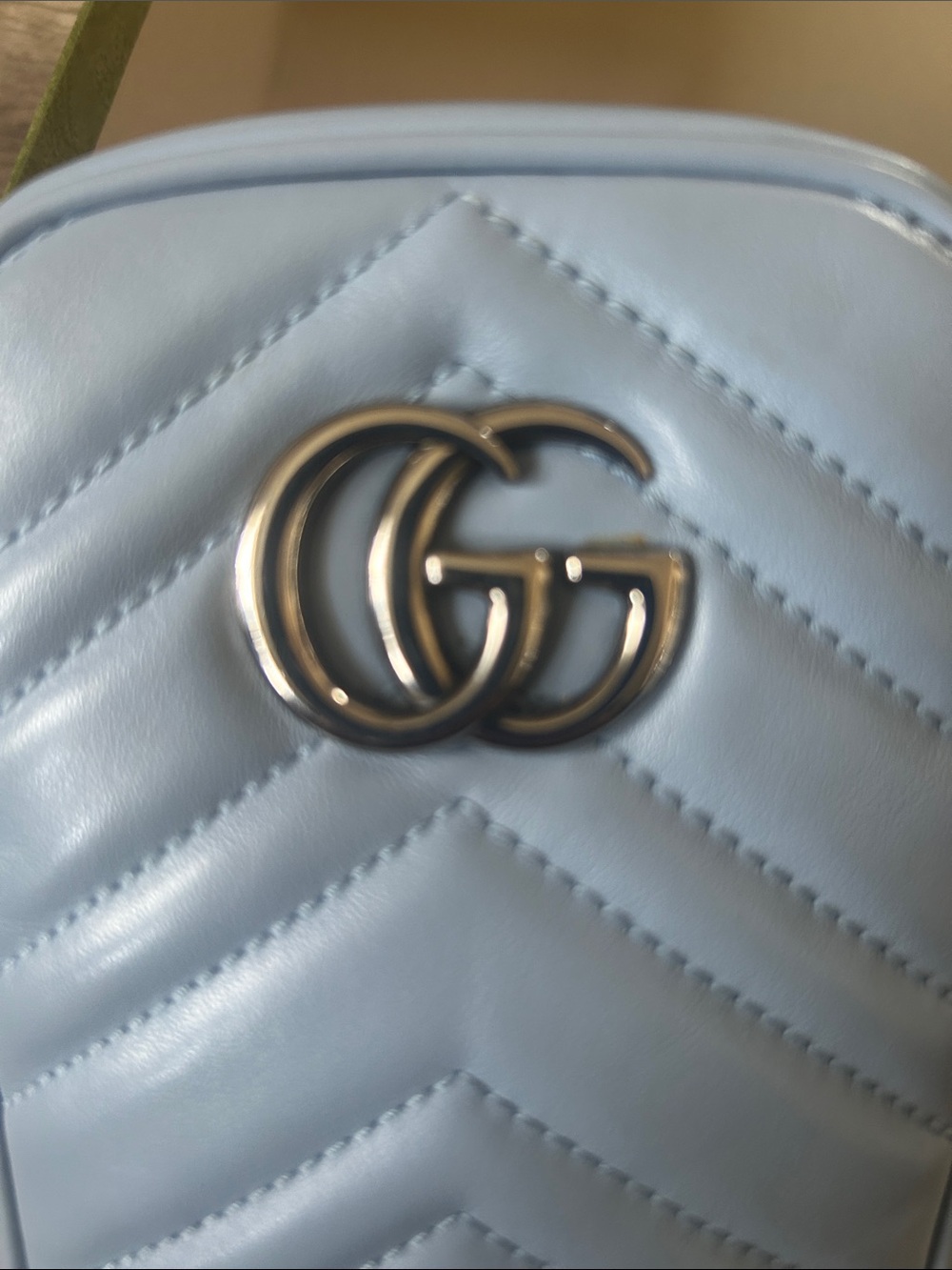 Gucci Light Blue Chevron Mini Marmont Crossbody - Picture 8 of 15